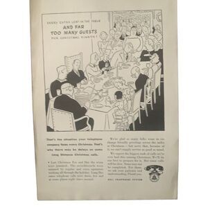 Vintage 1941 Bell Telephone System Too Many Guests Ad Advertisement
